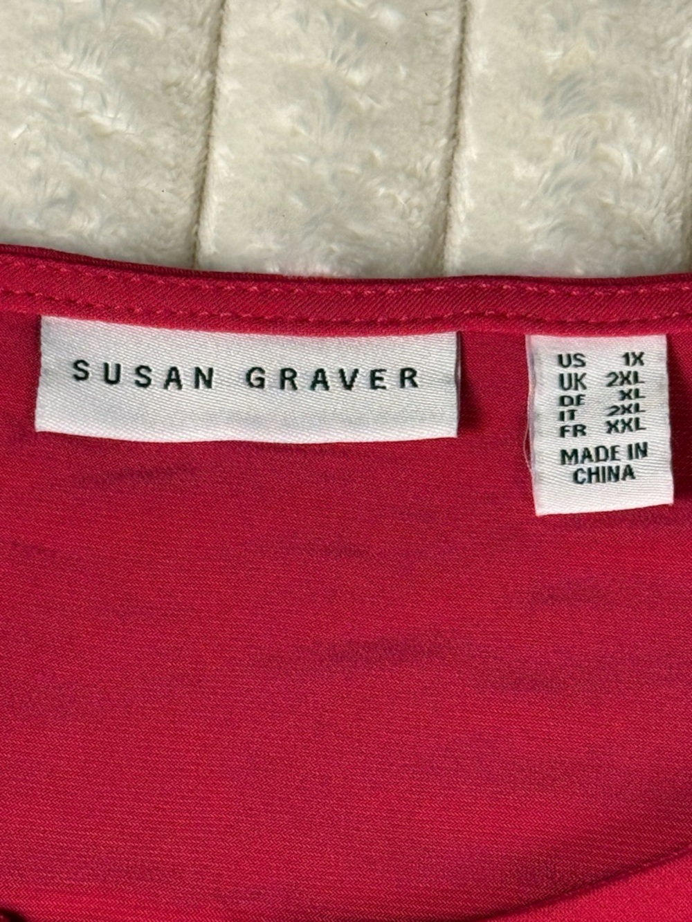 Susan Graver 1X Plus Hot Pink Magenta V-Neck Bar Detail S/S Tunic Top Shirt - Picture 4 of 7